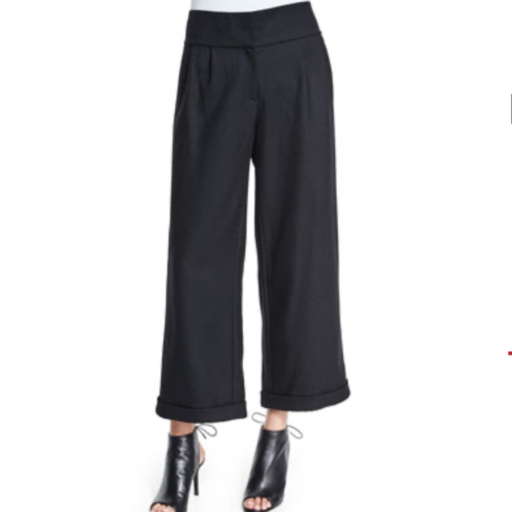 Foundrae High-Waist Wool Newspaper Boy Pants Black Size 6